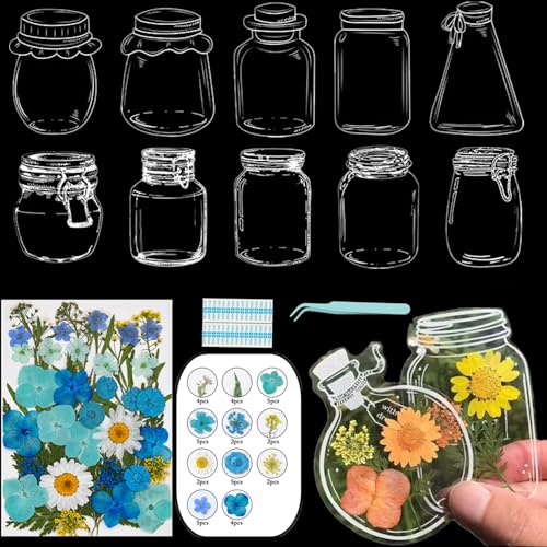 Lesezeichen zum Selbermachen, getrocknete Blumen, handgefertigt, transparent, gepresste Blumen, Lesezeichen-Set, personalisierbar, klares Glas, Wunschflasche, Bastel-Seitenmarker, Clips, Geschenke Lesezeichen zum Selbermachen, getrocknete Blumen, handgefertigt, transparent, gepresste Blumen, Lesezeichen-Set, personalisierbar, klares Glas, Wunschflasche, Bastel-Seitenmarker, Clips, Geschenke von Xinhelan