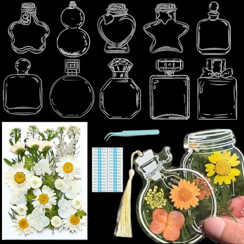 Lesezeichen zum Selbermachen, getrocknete Blumen, handgefertigt, transparent, gepresste Blumen, Lesezeichen-Set, personalisierbar, klares Glas, Wunschflasche, Bastel-Seitenmarker, Clips, Geschenke Lesezeichen zum Selbermachen, getrocknete Blumen, handgefertigt, transparent, gepresste Blumen, Lesezeichen-Set, personalisierbar, klares Glas, Wunschflasche, Bastel-Seitenmarker, Clips, Geschenke von Xinhelan