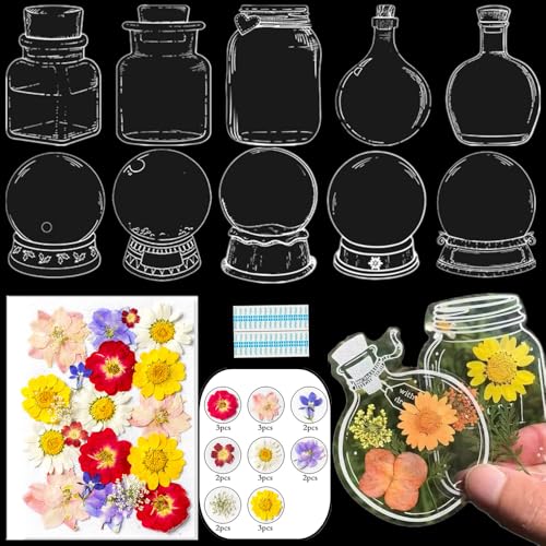 Lesezeichen zum Selbermachen, getrocknete Blumen, handgefertigt, transparent, gepresste Blumen, Lesezeichen-Set, personalisierbar, klares Glas, Wunschflasche, Bastel-Seitenmarker, Clips, Geschenke Lesezeichen zum Selbermachen, getrocknete Blumen, handgefertigt, transparent, gepresste Blumen, Lesezeichen-Set, personalisierbar, klares Glas, Wunschflasche, Bastel-Seitenmarker, Clips, Geschenke von Xinhelan