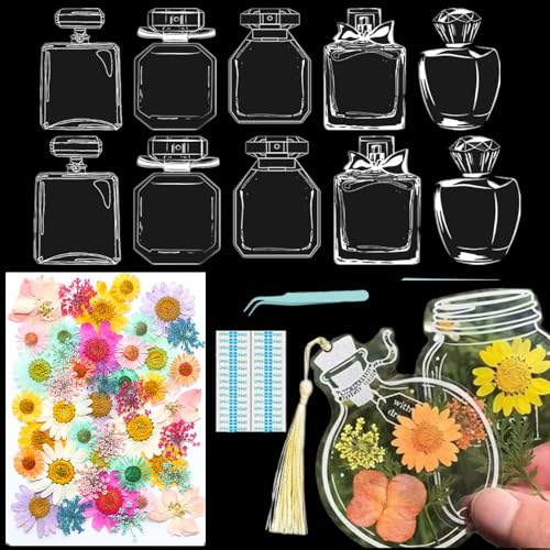 Lesezeichen zum Selbermachen, getrocknete Blumen, handgefertigt, transparent, gepresste Blumen, Lesezeichen-Set, personalisierbar, klares Glas, Wunschflasche, Bastel-Seitenmarker, Clips, Geschenke Lesezeichen zum Selbermachen, getrocknete Blumen, handgefertigt, transparent, gepresste Blumen, Lesezeichen-Set, personalisierbar, klares Glas, Wunschflasche, Bastel-Seitenmarker, Clips, Geschenke von Xinhelan