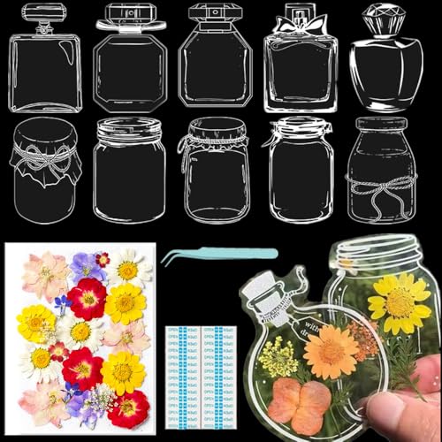 Lesezeichen zum Selbermachen, getrocknete Blumen, handgefertigt, transparent, gepresste Blumen, Lesezeichen-Set, personalisierbar, klares Glas, Wunschflasche, Bastel-Seitenmarker, Clips, Geschenke Lesezeichen zum Selbermachen, getrocknete Blumen, handgefertigt, transparent, gepresste Blumen, Lesezeichen-Set, personalisierbar, klares Glas, Wunschflasche, Bastel-Seitenmarker, Clips, Geschenke von Xinhelan