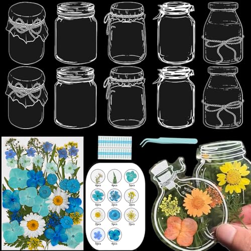 Lesezeichen zum Selbermachen, getrocknete Blumen, handgefertigt, transparent, gepresste Blumen, Lesezeichen-Set, personalisierbar, klares Glas, Wunschflasche, Bastel-Seitenmarker, Clips, Geschenke Lesezeichen zum Selbermachen, getrocknete Blumen, handgefertigt, transparent, gepresste Blumen, Lesezeichen-Set, personalisierbar, klares Glas, Wunschflasche, Bastel-Seitenmarker, Clips, Geschenke von Xinhelan