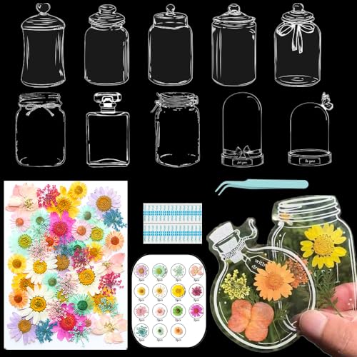 Lesezeichen zum Selbermachen, getrocknete Blumen, handgefertigt, transparent, gepresste Blumen, Lesezeichen-Set, personalisierbar, klares Glas, Wunschflasche, Bastel-Seitenmarker, Clips, Geschenke Lesezeichen zum Selbermachen, getrocknete Blumen, handgefertigt, transparent, gepresste Blumen, Lesezeichen-Set, personalisierbar, klares Glas, Wunschflasche, Bastel-Seitenmarker, Clips, Geschenke von Xinhelan