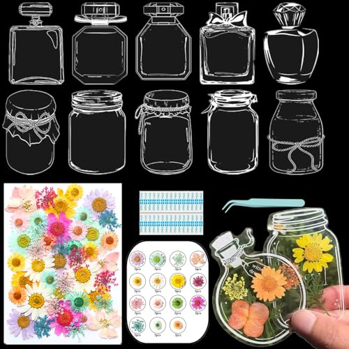 Lesezeichen zum Selbermachen, getrocknete Blumen, handgefertigt, transparent, gepresste Blumen, Lesezeichen-Set, personalisierbar, klares Glas, Wunschflasche, Bastel-Seitenmarker, Clips, Geschenke Lesezeichen zum Selbermachen, getrocknete Blumen, handgefertigt, transparent, gepresste Blumen, Lesezeichen-Set, personalisierbar, klares Glas, Wunschflasche, Bastel-Seitenmarker, Clips, Geschenke von Xinhelan