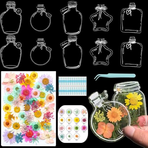 Lesezeichen zum Selbermachen, getrocknete Blumen, handgefertigt, transparent, gepresste Blumen, Lesezeichen-Set, personalisierbar, klares Glas, Wunschflasche, Bastel-Seitenmarker, Clips, Geschenke Lesezeichen zum Selbermachen, getrocknete Blumen, handgefertigt, transparent, gepresste Blumen, Lesezeichen-Set, personalisierbar, klares Glas, Wunschflasche, Bastel-Seitenmarker, Clips, Geschenke von Xinhelan