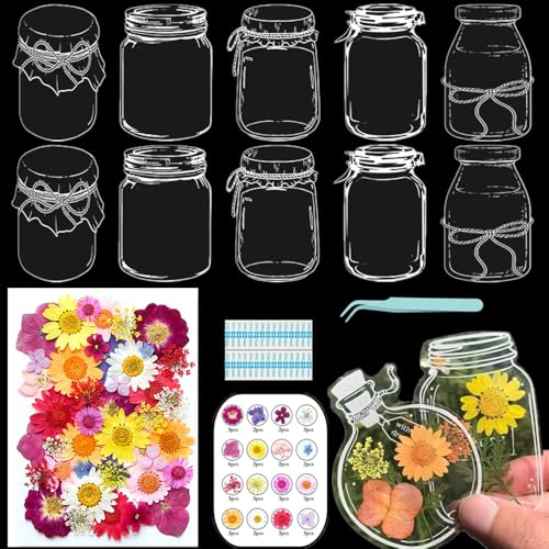 Lesezeichen zum Selbermachen, getrocknete Blumen, handgefertigt, transparent, gepresste Blumen, Lesezeichen-Set, personalisierbar, klares Glas, Wunschflasche, Bastel-Seitenmarker, Clips, Geschenke Lesezeichen zum Selbermachen, getrocknete Blumen, handgefertigt, transparent, gepresste Blumen, Lesezeichen-Set, personalisierbar, klares Glas, Wunschflasche, Bastel-Seitenmarker, Clips, Geschenke von Xinhelan