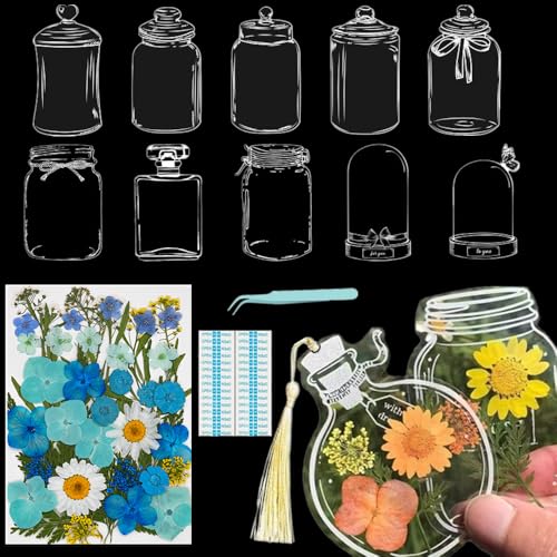 Lesezeichen zum Selbermachen, getrocknete Blumen, handgefertigt, transparent, gepresste Blumen, Lesezeichen-Set, personalisierbar, klares Glas, Wunschflasche, Bastel-Seitenmarker, Clips, Geschenke Lesezeichen zum Selbermachen, getrocknete Blumen, handgefertigt, transparent, gepresste Blumen, Lesezeichen-Set, personalisierbar, klares Glas, Wunschflasche, Bastel-Seitenmarker, Clips, Geschenke von Xinhelan