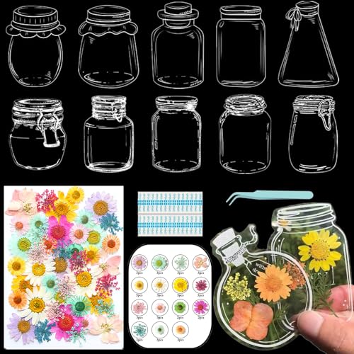 Lesezeichen zum Selbermachen, getrocknete Blumen, handgefertigt, transparent, gepresste Blumen, Lesezeichen-Set, personalisierbar, klares Glas, Wunschflasche, Bastel-Seitenmarker, Clips, Geschenke Lesezeichen zum Selbermachen, getrocknete Blumen, handgefertigt, transparent, gepresste Blumen, Lesezeichen-Set, personalisierbar, klares Glas, Wunschflasche, Bastel-Seitenmarker, Clips, Geschenke von Xinhelan