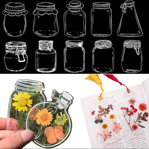 Lesezeichen zum Selbermachen, getrocknete Blumen, handgefertigt, transparent, gepresste Blumen, Lesezeichen-Set, personalisierbar, klares Glas, Wunschflasche, Bastel-Seitenmarker, Clips, Geschenke Lesezeichen zum Selbermachen, getrocknete Blumen, handgefertigt, transparent, gepresste Blumen, Lesezeichen-Set, personalisierbar, klares Glas, Wunschflasche, Bastel-Seitenmarker, Clips, Geschenke von Xinhelan
