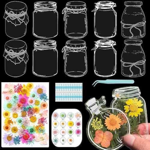 Lesezeichen zum Selbermachen, getrocknete Blumen, handgefertigt, transparent, gepresste Blumen, Lesezeichen-Set, personalisierbar, klares Glas, Wunschflasche, Bastel-Seitenmarker, Clips, Geschenke Lesezeichen zum Selbermachen, getrocknete Blumen, handgefertigt, transparent, gepresste Blumen, Lesezeichen-Set, personalisierbar, klares Glas, Wunschflasche, Bastel-Seitenmarker, Clips, Geschenke von Xinhelan