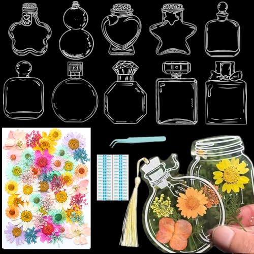 Lesezeichen zum Selbermachen, getrocknete Blumen, handgefertigt, transparent, gepresste Blumen, Lesezeichen-Set, personalisierbar, klares Glas, Wunschflasche, Bastel-Seitenmarker, Clips, Geschenke Lesezeichen zum Selbermachen, getrocknete Blumen, handgefertigt, transparent, gepresste Blumen, Lesezeichen-Set, personalisierbar, klares Glas, Wunschflasche, Bastel-Seitenmarker, Clips, Geschenke von Xinhelan