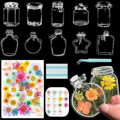 Lesezeichen zum Selbermachen, getrocknete Blumen, handgefertigt, transparent, gepresste Blumen, Lesezeichen-Set, personalisierbar, klares Glas, Wunschflasche, Bastel-Seitenmarker, Clips, Geschenke Lesezeichen zum Selbermachen, getrocknete Blumen, handgefertigt, transparent, gepresste Blumen, Lesezeichen-Set, personalisierbar, klares Glas, Wunschflasche, Bastel-Seitenmarker, Clips, Geschenke von Xinhelan
