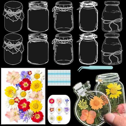 Lesezeichen zum Selbermachen, getrocknete Blumen, handgefertigt, transparent, gepresste Blumen, Lesezeichen-Set, personalisierbar, klares Glas, Wunschflasche, Bastel-Seitenmarker, Clips, Geschenke Lesezeichen zum Selbermachen, getrocknete Blumen, handgefertigt, transparent, gepresste Blumen, Lesezeichen-Set, personalisierbar, klares Glas, Wunschflasche, Bastel-Seitenmarker, Clips, Geschenke von Xinhelan