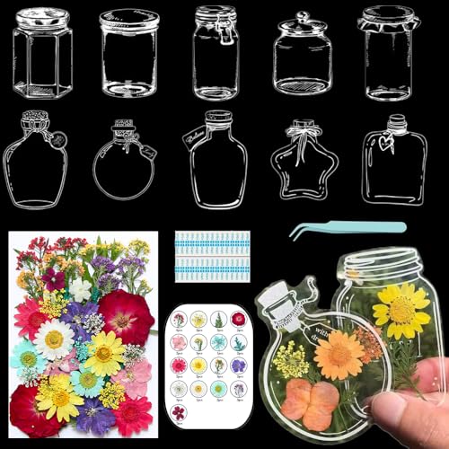 Lesezeichen zum Selbermachen, getrocknete Blumen, handgefertigt, transparent, gepresste Blumen, Lesezeichen-Set, personalisierbar, klares Glas, Wunschflasche, Bastel-Seitenmarker, Clips, Geschenke Lesezeichen zum Selbermachen, getrocknete Blumen, handgefertigt, transparent, gepresste Blumen, Lesezeichen-Set, personalisierbar, klares Glas, Wunschflasche, Bastel-Seitenmarker, Clips, Geschenke von Xinhelan