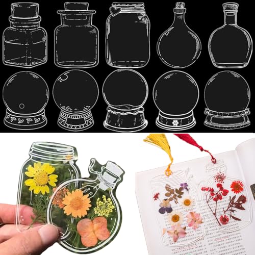 Lesezeichen zum Selbermachen, getrocknete Blumen, handgefertigt, transparent, gepresste Blumen, Lesezeichen-Set, personalisierbar, klares Glas, Wunschflasche, Bastel-Seitenmarker, Clips, Geschenke Lesezeichen zum Selbermachen, getrocknete Blumen, handgefertigt, transparent, gepresste Blumen, Lesezeichen-Set, personalisierbar, klares Glas, Wunschflasche, Bastel-Seitenmarker, Clips, Geschenke von Xinhelan