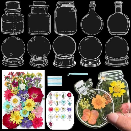 Lesezeichen zum Selbermachen, getrocknete Blumen, handgefertigt, transparent, gepresste Blumen, Lesezeichen-Set, personalisierbar, klares Glas, Wunschflasche, Bastel-Seitenmarker, Clips, Geschenke Lesezeichen zum Selbermachen, getrocknete Blumen, handgefertigt, transparent, gepresste Blumen, Lesezeichen-Set, personalisierbar, klares Glas, Wunschflasche, Bastel-Seitenmarker, Clips, Geschenke von Xinhelan