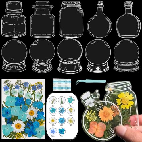 Lesezeichen zum Selbermachen, getrocknete Blumen, handgefertigt, transparent, gepresste Blumen, Lesezeichen-Set, personalisierbar, klares Glas, Wunschflasche, Bastel-Seitenmarker, Clips, Geschenke Lesezeichen zum Selbermachen, getrocknete Blumen, handgefertigt, transparent, gepresste Blumen, Lesezeichen-Set, personalisierbar, klares Glas, Wunschflasche, Bastel-Seitenmarker, Clips, Geschenke von Xinhelan