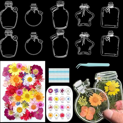 Lesezeichen zum Selbermachen, getrocknete Blumen, handgefertigt, transparent, gepresste Blumen, Lesezeichen-Set, personalisierbar, klares Glas, Wunschflasche, Bastel-Seitenmarker, Clips, Geschenke Lesezeichen zum Selbermachen, getrocknete Blumen, handgefertigt, transparent, gepresste Blumen, Lesezeichen-Set, personalisierbar, klares Glas, Wunschflasche, Bastel-Seitenmarker, Clips, Geschenke von Xinhelan