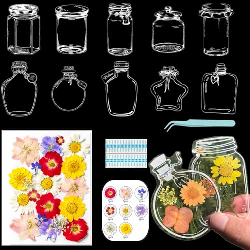 Lesezeichen zum Selbermachen, getrocknete Blumen, handgefertigt, transparent, gepresste Blumen, Lesezeichen-Set, personalisierbar, klares Glas, Wunschflasche, Bastel-Seitenmarker, Clips, Geschenke Lesezeichen zum Selbermachen, getrocknete Blumen, handgefertigt, transparent, gepresste Blumen, Lesezeichen-Set, personalisierbar, klares Glas, Wunschflasche, Bastel-Seitenmarker, Clips, Geschenke von Xinhelan