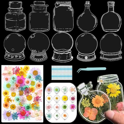Lesezeichen zum Selbermachen, getrocknete Blumen, handgefertigt, transparent, gepresste Blumen, Lesezeichen-Set, personalisierbar, klares Glas, Wunschflasche, Bastel-Seitenmarker, Clips, Geschenke Lesezeichen zum Selbermachen, getrocknete Blumen, handgefertigt, transparent, gepresste Blumen, Lesezeichen-Set, personalisierbar, klares Glas, Wunschflasche, Bastel-Seitenmarker, Clips, Geschenke von Xinhelan