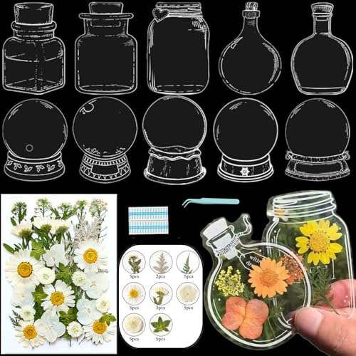 Lesezeichen zum Selbermachen, getrocknete Blumen, handgefertigt, transparent, gepresste Blumen, Lesezeichen-Set, personalisierbar, klares Glas, Wunschflasche, Bastel-Seitenmarker, Clips, Geschenke Lesezeichen zum Selbermachen, getrocknete Blumen, handgefertigt, transparent, gepresste Blumen, Lesezeichen-Set, personalisierbar, klares Glas, Wunschflasche, Bastel-Seitenmarker, Clips, Geschenke von Xinhelan