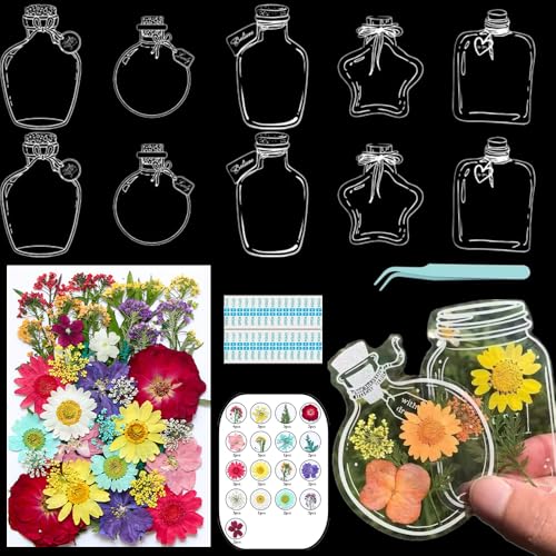 Lesezeichen zum Selbermachen, getrocknete Blumen, handgefertigt, transparent, gepresste Blumen, Lesezeichen-Set, personalisierbar, klares Glas, Wunschflasche, Bastel-Seitenmarker, Clips, Geschenke Lesezeichen zum Selbermachen, getrocknete Blumen, handgefertigt, transparent, gepresste Blumen, Lesezeichen-Set, personalisierbar, klares Glas, Wunschflasche, Bastel-Seitenmarker, Clips, Geschenke von Xinhelan