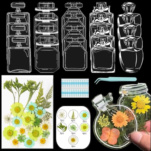 Lesezeichen zum Selbermachen, getrocknete Blumen, handgefertigt, transparent, gepresste Blumen, Lesezeichen-Set, personalisierbar, klares Glas, Wunschflasche, Bastel-Seitenmarker, Clips, Geschenke Lesezeichen zum Selbermachen, getrocknete Blumen, handgefertigt, transparent, gepresste Blumen, Lesezeichen-Set, personalisierbar, klares Glas, Wunschflasche, Bastel-Seitenmarker, Clips, Geschenke von Xinhelan