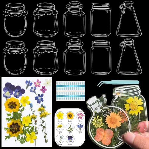Lesezeichen zum Selbermachen, getrocknete Blumen, handgefertigt, transparent, gepresste Blumen, Lesezeichen-Set, personalisierbar, klares Glas, Wunschflasche, Bastel-Seitenmarker, Clips, Geschenke Lesezeichen zum Selbermachen, getrocknete Blumen, handgefertigt, transparent, gepresste Blumen, Lesezeichen-Set, personalisierbar, klares Glas, Wunschflasche, Bastel-Seitenmarker, Clips, Geschenke von Xinhelan