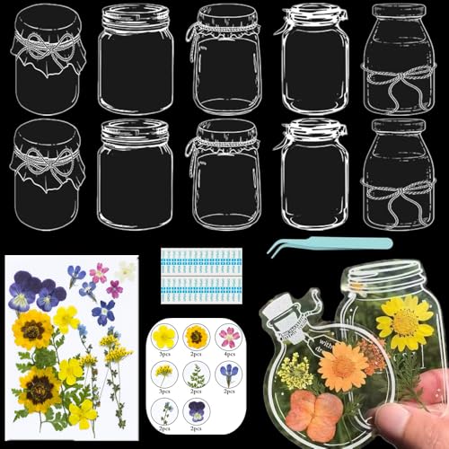 Lesezeichen zum Selbermachen, getrocknete Blumen, handgefertigt, transparent, gepresste Blumen, Lesezeichen-Set, personalisierbar, klares Glas, Wunschflasche, Bastel-Seitenmarker, Clips, Geschenke Lesezeichen zum Selbermachen, getrocknete Blumen, handgefertigt, transparent, gepresste Blumen, Lesezeichen-Set, personalisierbar, klares Glas, Wunschflasche, Bastel-Seitenmarker, Clips, Geschenke von Xinhelan
