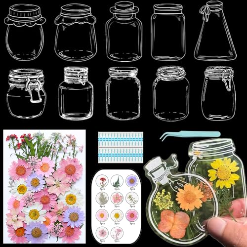 Lesezeichen zum Selbermachen, getrocknete Blumen, handgefertigt, transparent, gepresste Blumen, Lesezeichen-Set, personalisierbar, klares Glas, Wunschflasche, Bastel-Seitenmarker, Clips, Geschenke Lesezeichen zum Selbermachen, getrocknete Blumen, handgefertigt, transparent, gepresste Blumen, Lesezeichen-Set, personalisierbar, klares Glas, Wunschflasche, Bastel-Seitenmarker, Clips, Geschenke von Xinhelan
