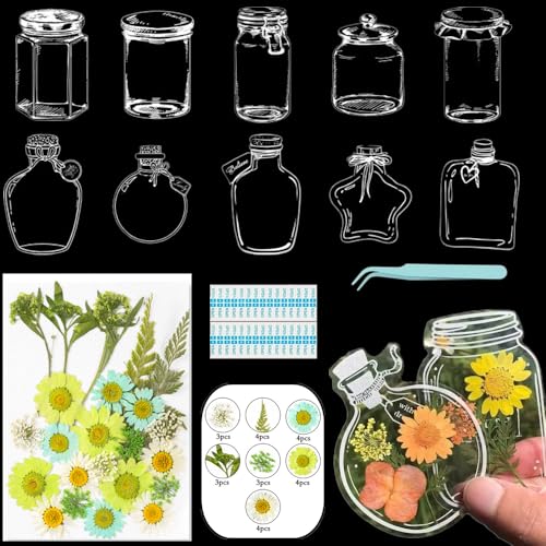 Lesezeichen zum Selbermachen, getrocknete Blumen, handgefertigt, transparent, gepresste Blumen, Lesezeichen-Set, personalisierbar, klares Glas, Wunschflasche, Bastel-Seitenmarker, Clips, Geschenke Lesezeichen zum Selbermachen, getrocknete Blumen, handgefertigt, transparent, gepresste Blumen, Lesezeichen-Set, personalisierbar, klares Glas, Wunschflasche, Bastel-Seitenmarker, Clips, Geschenke von Xinhelan