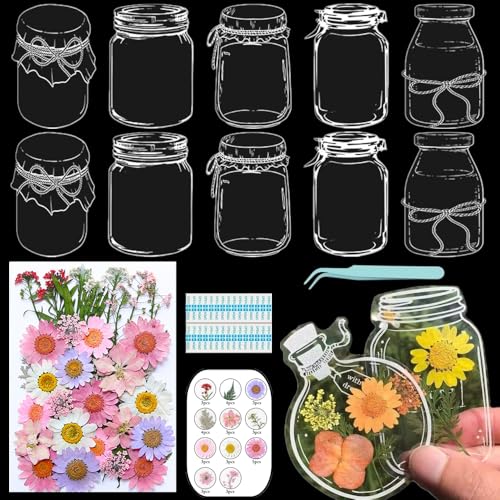 Lesezeichen zum Selbermachen, getrocknete Blumen, handgefertigt, transparent, gepresste Blumen, Lesezeichen-Set, personalisierbar, klares Glas, Wunschflasche, Bastel-Seitenmarker, Clips, Geschenke Lesezeichen zum Selbermachen, getrocknete Blumen, handgefertigt, transparent, gepresste Blumen, Lesezeichen-Set, personalisierbar, klares Glas, Wunschflasche, Bastel-Seitenmarker, Clips, Geschenke von Xinhelan