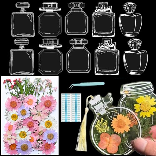 Lesezeichen zum Selbermachen, getrocknete Blumen, handgefertigt, transparent, gepresste Blumen, Lesezeichen-Set, personalisierbar, klares Glas, Wunschflasche, Bastel-Seitenmarker, Clips, Geschenke Lesezeichen zum Selbermachen, getrocknete Blumen, handgefertigt, transparent, gepresste Blumen, Lesezeichen-Set, personalisierbar, klares Glas, Wunschflasche, Bastel-Seitenmarker, Clips, Geschenke von Xinhelan