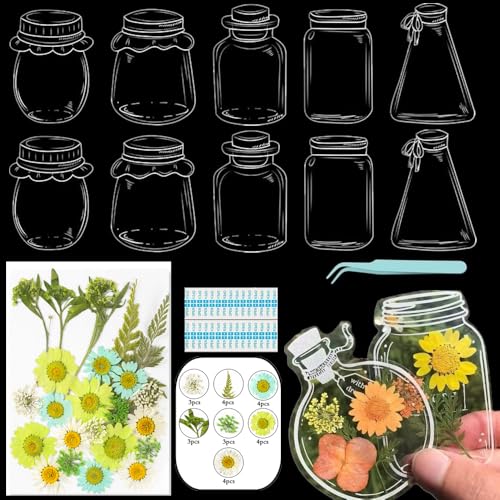 Lesezeichen zum Selbermachen, getrocknete Blumen, handgefertigt, transparent, gepresste Blumen, Lesezeichen-Set, personalisierbar, klares Glas, Wunschflasche, Bastel-Seitenmarker, Clips, Geschenke Lesezeichen zum Selbermachen, getrocknete Blumen, handgefertigt, transparent, gepresste Blumen, Lesezeichen-Set, personalisierbar, klares Glas, Wunschflasche, Bastel-Seitenmarker, Clips, Geschenke von Xinhelan
