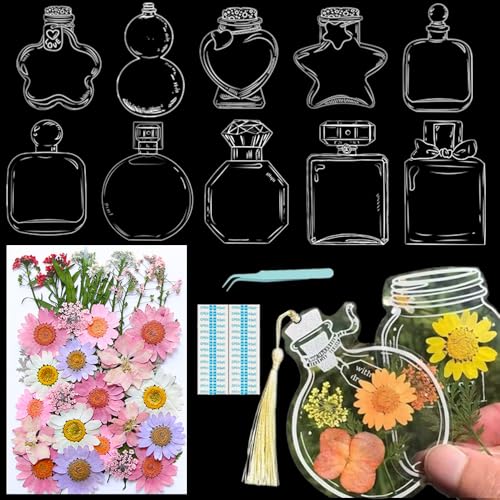 Lesezeichen zum Selbermachen, getrocknete Blumen, handgefertigt, transparent, gepresste Blumen, Lesezeichen-Set, personalisierbar, klares Glas, Wunschflasche, Bastel-Seitenmarker, Clips, Geschenke Lesezeichen zum Selbermachen, getrocknete Blumen, handgefertigt, transparent, gepresste Blumen, Lesezeichen-Set, personalisierbar, klares Glas, Wunschflasche, Bastel-Seitenmarker, Clips, Geschenke von Xinhelan