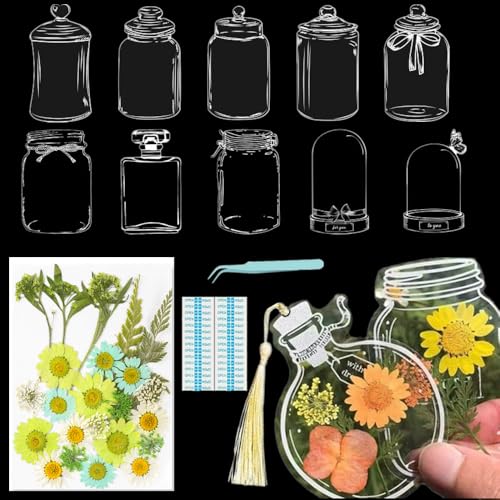 Lesezeichen zum Selbermachen, getrocknete Blumen, handgefertigt, transparent, gepresste Blumen, Lesezeichen-Set, personalisierbar, klares Glas, Wunschflasche, Bastel-Seitenmarker, Clips, Geschenke Lesezeichen zum Selbermachen, getrocknete Blumen, handgefertigt, transparent, gepresste Blumen, Lesezeichen-Set, personalisierbar, klares Glas, Wunschflasche, Bastel-Seitenmarker, Clips, Geschenke von Xinhelan