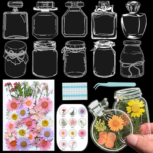 Lesezeichen zum Selbermachen, getrocknete Blumen, handgefertigt, transparent, gepresste Blumen, Lesezeichen-Set, personalisierbar, klares Glas, Wunschflasche, Bastel-Seitenmarker, Clips, Geschenke Lesezeichen zum Selbermachen, getrocknete Blumen, handgefertigt, transparent, gepresste Blumen, Lesezeichen-Set, personalisierbar, klares Glas, Wunschflasche, Bastel-Seitenmarker, Clips, Geschenke von Xinhelan