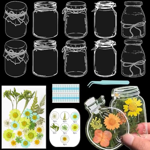 Lesezeichen zum Selbermachen, getrocknete Blumen, handgefertigt, transparent, gepresste Blumen, Lesezeichen-Set, personalisierbar, klares Glas, Wunschflasche, Bastel-Seitenmarker, Clips, Geschenke Lesezeichen zum Selbermachen, getrocknete Blumen, handgefertigt, transparent, gepresste Blumen, Lesezeichen-Set, personalisierbar, klares Glas, Wunschflasche, Bastel-Seitenmarker, Clips, Geschenke von Xinhelan