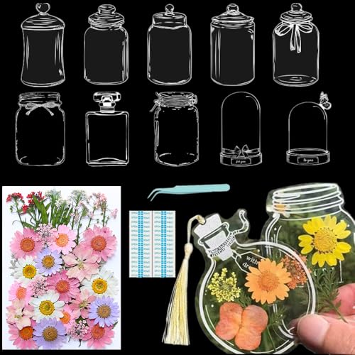 Lesezeichen zum Selbermachen, getrocknete Blumen, handgefertigt, transparent, gepresste Blumen, Lesezeichen-Set, personalisierbar, klares Glas, Wunschflasche, Bastel-Seitenmarker, Clips, Geschenke Lesezeichen zum Selbermachen, getrocknete Blumen, handgefertigt, transparent, gepresste Blumen, Lesezeichen-Set, personalisierbar, klares Glas, Wunschflasche, Bastel-Seitenmarker, Clips, Geschenke von Xinhelan
