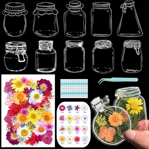 Lesezeichen zum Selbermachen, getrocknete Blumen, handgefertigt, transparent, gepresste Blumen, Lesezeichen-Set, personalisierbar, klares Glas, Wunschflasche, Basteln, Seitenmarkierer, Clips Lesezeichen zum Selbermachen, getrocknete Blumen, handgefertigt, transparent, gepresste Blumen, Lesezeichen-Set, personalisierbar, klares Glas, Wunschflasche, Basteln, Seitenmarkierer, Clips von Xinhelan