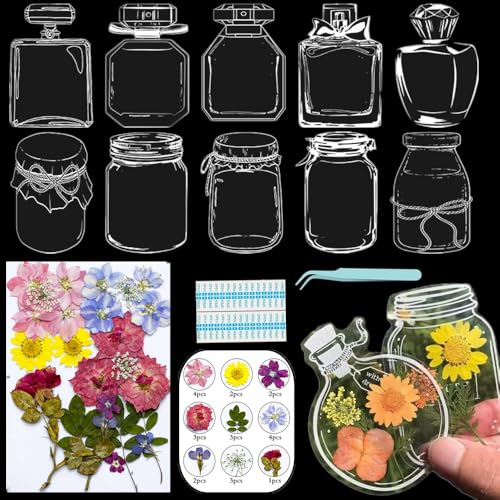 Lesezeichen zum Selbermachen, getrocknete Blumen, handgefertigt, transparent, gepresste Blumen, Lesezeichen-Set, personalisierbar, klares Glas, Wunschflasche, Basteln, Seitenmarkierer, Clips Lesezeichen zum Selbermachen, getrocknete Blumen, handgefertigt, transparent, gepresste Blumen, Lesezeichen-Set, personalisierbar, klares Glas, Wunschflasche, Basteln, Seitenmarkierer, Clips von Xinhelan