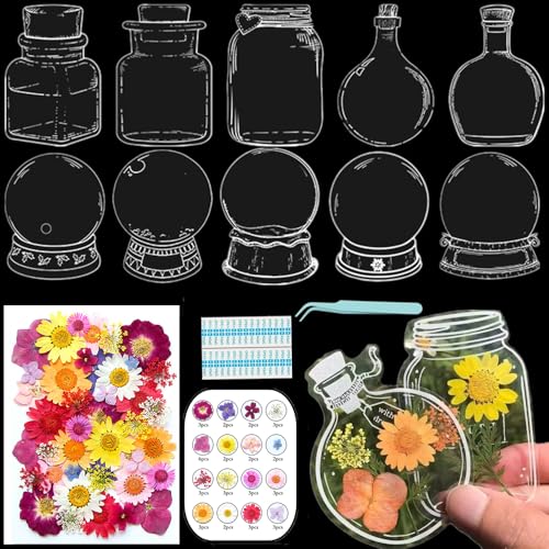 Lesezeichen zum Selbermachen, getrocknete Blumen, handgefertigt, transparent, gepresste Blumen, Lesezeichen-Set, personalisierbar, klares Glas, Wunschflasche, Basteln, Seitenmarkierer, Clips Lesezeichen zum Selbermachen, getrocknete Blumen, handgefertigt, transparent, gepresste Blumen, Lesezeichen-Set, personalisierbar, klares Glas, Wunschflasche, Basteln, Seitenmarkierer, Clips von Xinhelan