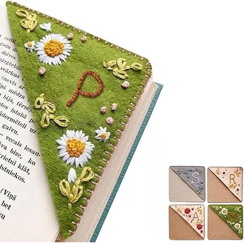 Personalisiertes, handbesticktes Eck-Lesezeichen, 26 Buchstaben, niedliche Blume, bestickte Eck-Lesezeichen, Lesezeichen, Clip für Buchliebhaber, Lesezeichen für Leseliebhaber, bedeutungsvolles Personalisiertes, handbesticktes Eck-Lesezeichen, 26 Buchstaben, niedliche Blume, bestickte Eck-Lesezeichen, Lesezeichen, Clip für Buchliebhaber, Lesezeichen für Leseliebhaber, bedeutungsvolles von Xinhelan