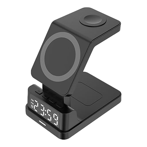 Digitaler Wecker mit kabellosem Laden – Halterung für Telefon-Ladegerät, 15 W | Magnethalterung 4 in 1, intelligente Chipsätze, Multifunktions-Dockingstation für Büro, Schule, von Xinhuju