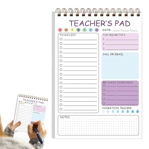 Lehrernotizen, 50 Blatt Notizblöcke für Lehrer, 14,7 x 21,1 cm, Schreibnotizen, Must Haves Doppelspulenbindung, Tagesplaner für Schule, Zuhause, Büro von Xinhuju