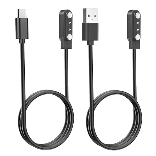 [2 Pack, USB-C+USB-A] GloryFit T80 T70 T60 T50 P99 P98 Smartwatch-Ladegerät, magnetisches Ladekabel für PuqoT80, CASCHOT70/P98, MatastT60/P99, uaueT60/T50, TiklandT60/P98 Smartwatch (Schwarz & Schwarz von Xininyia