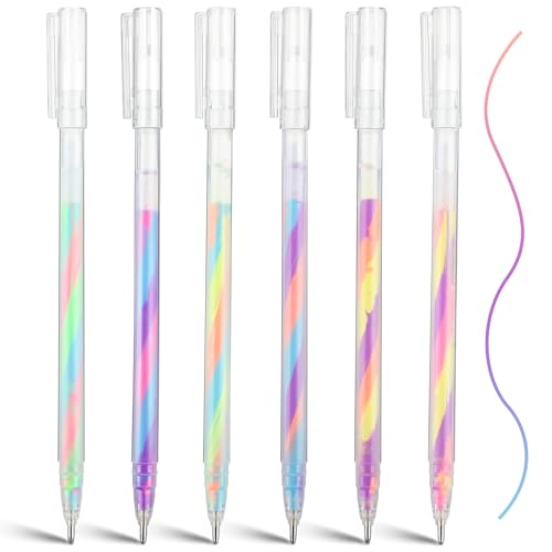 6 Stücke Regenbogen Glitter Gel Stifte Mischen 3 Farben Stifte Neon Pen Doodle Dazzle Marker Farbigen Stift Gelstifte Glitzer Für Kinder Erwachsene Malbuch Zeichnung Doodling Crafts Scrapbook von Xinjoduz