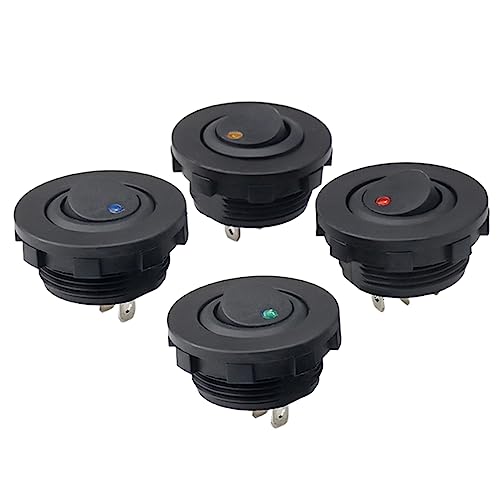 4 Stücke 12v kippschalter Runde Schalter Wippschalter Button EIN/AUS Runde Marine Schalter 20A 12V Rocker Schalter mit LED Licht für Auto KFZ Beleuchtet Boot Yacht Haushaltsgeräte Abschleppwagen Truck von Xinlie