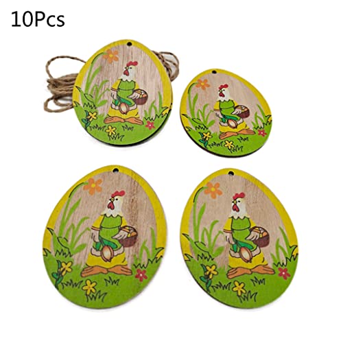10 Stcs Ostereier Holzscheiben Anhänger Hängende Ornamente Handwerk Party Dekoration 10 Stcs Ostereier Holzscheiben Anhänger Hängende Ornamente Handwerk Party Dekoration von Xinsheinelry