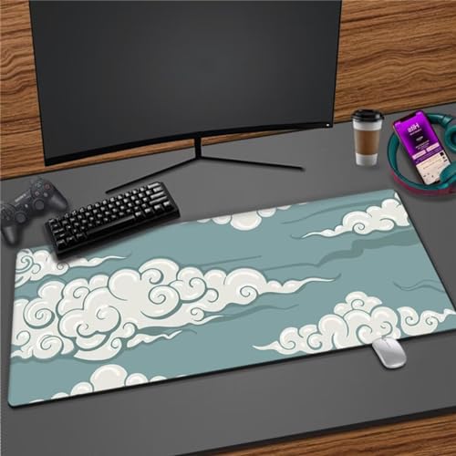 Gaming Mauspad,Mousepad XXL, Mauspad 700x400x3mm, Gamer Mouse Pad, Wasserdicht Tischunterlage Einer speziellen Oberfläche verbessert Geschwindigkeit und Präzision für Gaming Büro Zuhause Grüne Wolken von Xinyuer